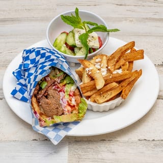 Authentic Gyro Platter with fries and salad